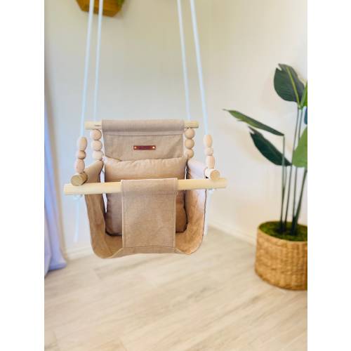 Taupe, made in USA, high quality, High back Baby swing, Baby Gift, nursery decor, indoor swing, toddler, baby shower gifts, mom to be gifts