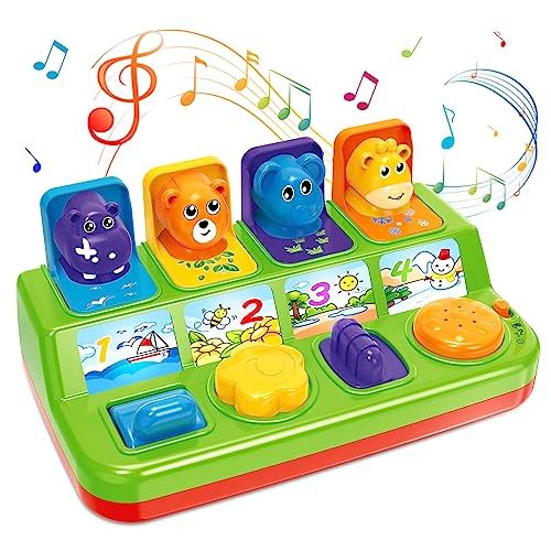 Ellinjan Musical Pop-Up Cause and Effect Toys with Light & Music for 1-3 Year Olds, Baby Interactive Toy with Animal Sounds, Ideal Gifts for Babies Boys Girls