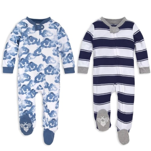 Burt's Bees Baby Boys Sleep and Play PJs, 100% Organic Cotton One-Piece Zip Front Romper Jumpsuit Pajamas