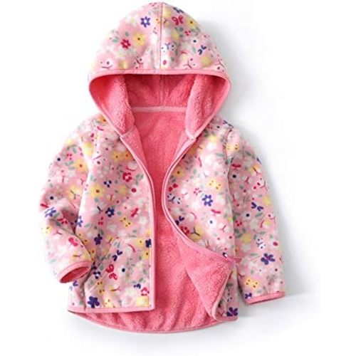 Feidoog Toddler Fleece Jacket Baby Boys Girls Hooded Zipper Long Sleeve Thick Warm Outerwear