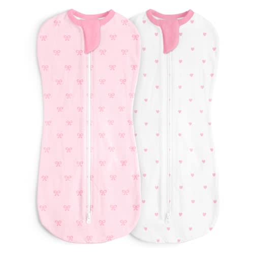 Baby Cotton Arm-in Zipper Sleep Sack 0-2 Months, 2-Pack, Wearable Blanket for Babies, Newborn, Infant (Giraffe, Jungle Animal)