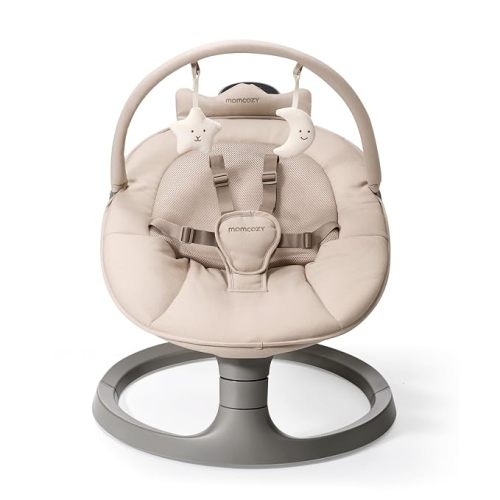 Momcozy 2-in-1 Electric Baby Swing, Dual-Arm Support System, Khaki