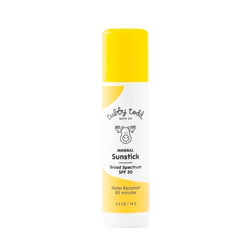 TUBBY TODD Mineral Sunstick - Broad Spectrum SPF 30 Sunscreen for Kids - Water-Resistant Stick Sunscreen for Body & Face - Safe for Sensitive Skin - 1 Pack, 0.5 oz
