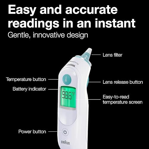 Braun ThermoScan 6 Ear Thermometer with Color-Coded Digital Display, ExacTemp Stability Indicator, Baby and Infant Friendly, No. 1 Brand Recommended by Pediatricians, IRT6515