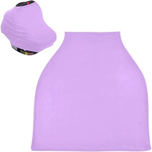 Lilac Solid Color Baby Car Seat Cover, Breathable Stretchy Nursing Canopy for Newborn, Infant Carseat Cover, Stroller Shopping Cart Cover for Boys & Girls