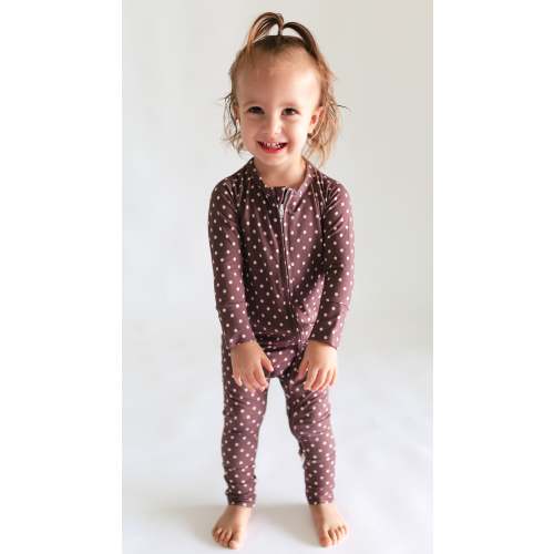 Infant Romper in Brown & Pink Polka Dot – Silks