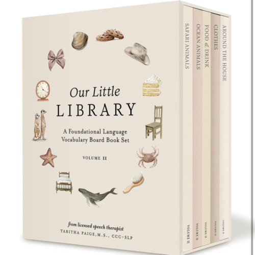 Our Little Library Vol. 2: First 100 Words Board Book Box Set, including Ocean Animals, Safari Animals, Food and Drink, Clothes, and Around the House (Tabitha Paige Children's Book Series)