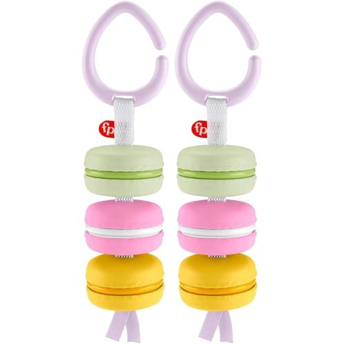 Fisher-Price My First Macaron Pretend Food TakeAlong Baby Rattle Activity Toy, Multicolor (Pack of 2)