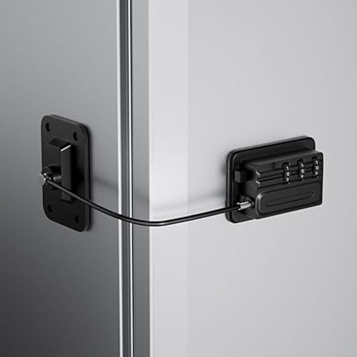 Refrigerator Lock - Baby Proof,No Drill Installation,Heavy Duty ABS Child Safety Lock for Fridge,Freezer,Cabinet,Dishwasher,3 Digit Combination Lock with 3M Adhesive (Black)