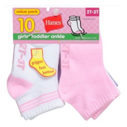Hanes® Toddler Girls' 10pk Athletic Ankle Socks - Multicolored, Size: 6-12M