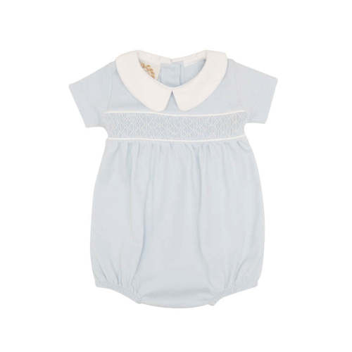 The Beaufort Bonnet Company (TBBC) Short Sleeve Banbury Bubble - Buckhead Blue with Worth Avenue White Smocking