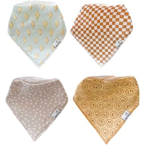 Copper Pearl 4 Pack Soft Cotton Baby Bibs for Drooling and Teething, Absorbent Drool Bibs for Baby Girl and Boy, Adjustable to Fit Newborns to Toddlers, Tons of Styles (Vance)