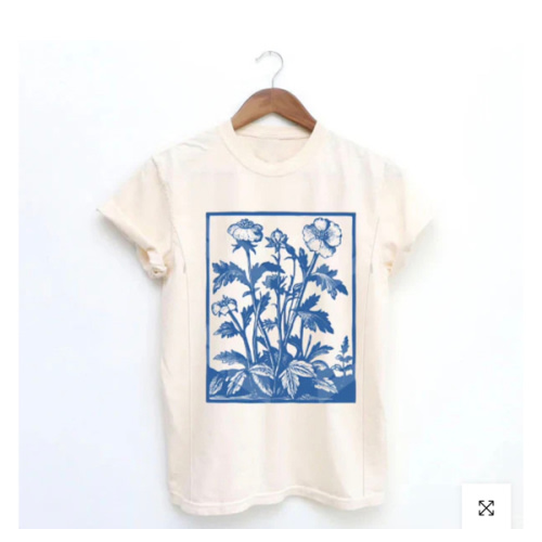 Vintage Wildflowers Graphic Nursing T-shirt- size XL