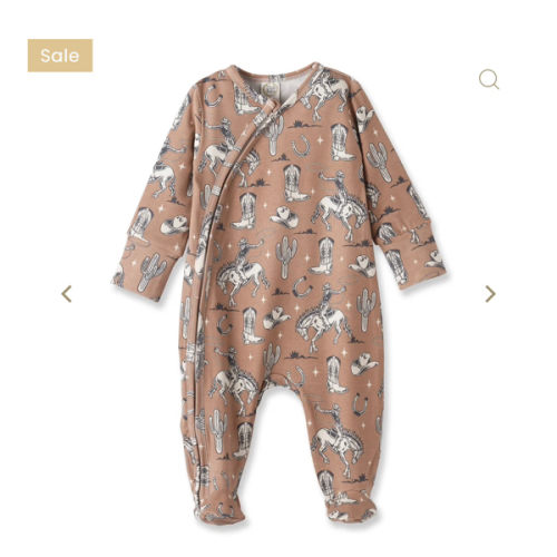 Wild Wrangler/Brown Western Baby Boy Bamboo Zipper Romper