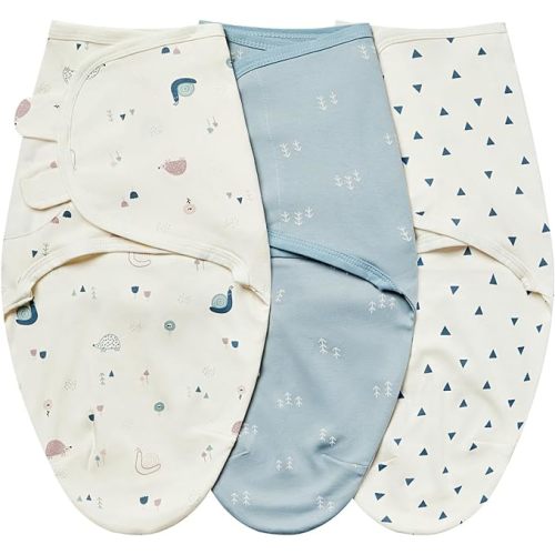 Insular Baby Swaddle Wrap, Swaddle Blanket for Newborn and Infant, Adjustable Swaddle Set for Boy and Girl, Soft Cotton Baby Sleep Sack 3 Pack, Small(0-3 M), Snail&Hedgehog