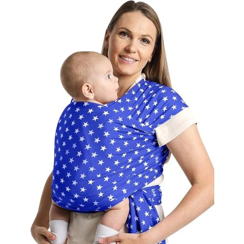 Fashion Star Pattern Baby Wraps Carrier,Comfortable Baby Wearing Wrap and Swaddle,Stretchy, Breathable,Hands-Free Design Infant Sling for Newborn to Toddler 7-35 lbs