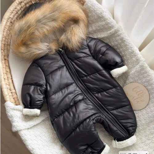 Newborn Baby Boy/Girl Cute Warm Thermal Lined Hooded Jumpsuit, Suitable For Autumn/Winter Outdoor, Skiing | SHEIN USA