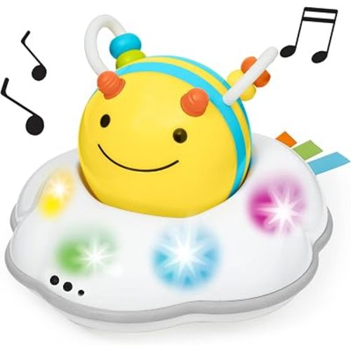 Skip Hop Baby Follow-Me Bee Tummy Time Crawl Toy 3-Stage Infant Sensory Development with Lights Sounds and Music Explore & More Age 5m+