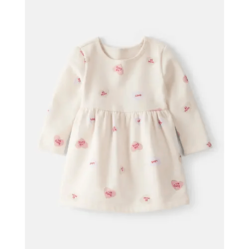 Baby Girl DayDream Fleece Valentine's Day Hearts Knit Dress - Ivory | Carter's