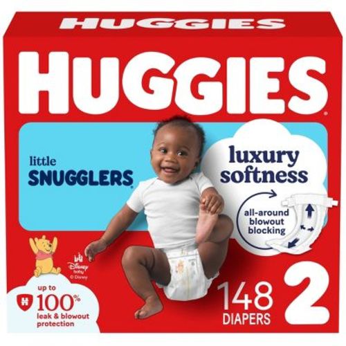 Huggies Little Snugglers Diapers - Size 2 - 148ct: 12 to 18 lbs, Cotton, Wetness Indicator, No Fragrance Added
