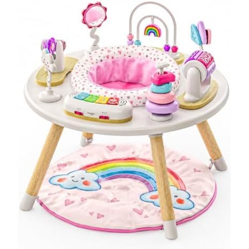 Little Acorn, 4-in-1 Baby Activity Center | Montessori-Inspired Design | 8 Interactive Toys | Tummy Time, Exersaucer & Toddler Table | Shower Gift | Must Have for 3, 6, 12 Month Old (Rainbow)