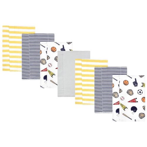 Hudson Baby Unisex Baby Cotton Flannel Burp Cloths, Sports Fan 7 Pack, One Size