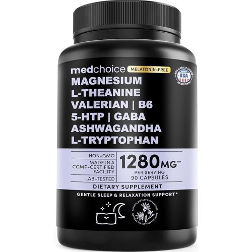 12-in-1 Sleep Support Capsules - Melatonin-Free and Non-Habit Forming Sleep Supplement with a Balanced Blend of Magnesium, Ashwagandha, L-Tryptophan, Valerian Root, GABA and 5-HTP (90 Capsules)