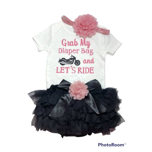 Baby girl biker outfit, Baby girl motorcycle outfit, Daddy’s biker babe, Biker baby outfit, Baby biker bodysuit, Baby motorcycle