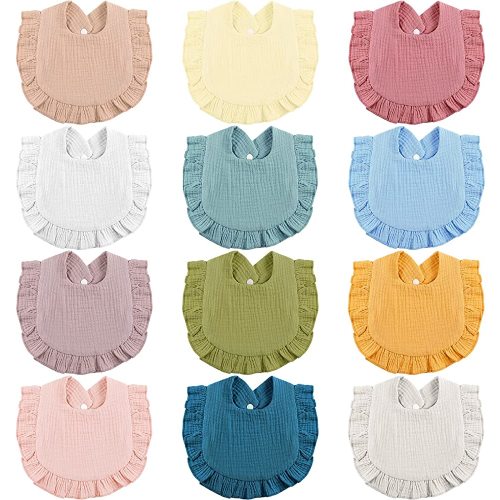 JaGely 12 Pieces Baby Muslin Drool Bibs