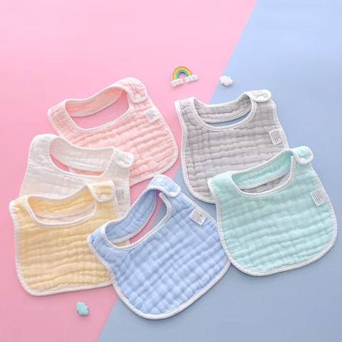 Baby Teething Bibs 6Pcs Feeding Cloth Towel Bandana Burp Cloth Cotton Bib 8 Layers Bib Infant Unisex Shower Gift