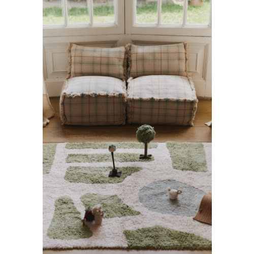 Lorena Canals Wouf Wouf Washable Hyde Park PlayNatural, Matcha, Blue Area-Rugs