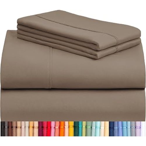 Queen Size Sheet Set, Cooling & Soft Deep Pocket Bed Sheets, 4PC