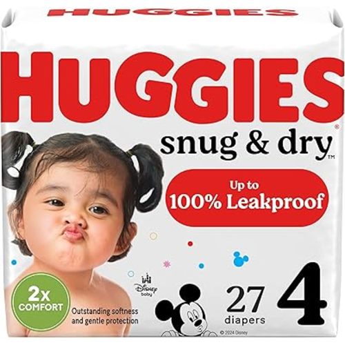 Huggies Size 4 Diapers, Snug & Dry Baby Diapers, Size 4 (22-37 lbs), 30 Count, Packaging May Vary