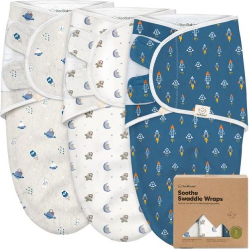 KeaBabies 3pk Organic Swaddle Sleep Sacks Baby, Premies Newborn Swaddles Wrap 0-3 Months, Soft Wearable Swaddle Blanket (Cosmo, OS)