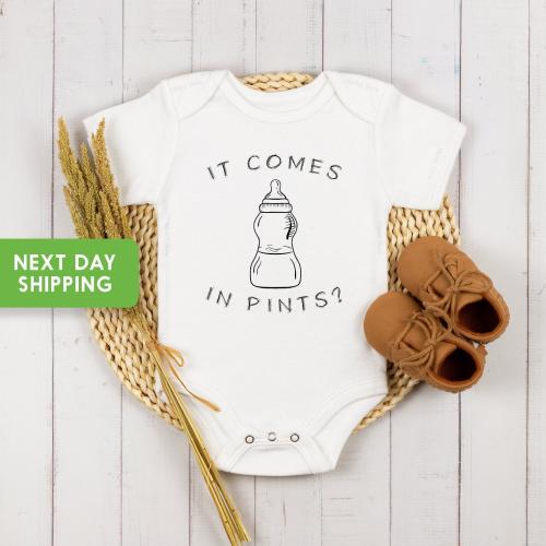 It Comes In Pints Onesie®, Funny Baby Clothes, Baby Shower Gift, New Baby Onesie®, Natural Cotton Onesie®