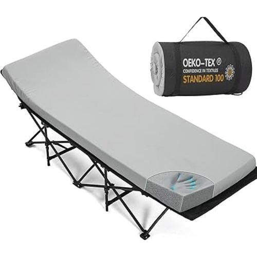 CYMULA Camping Cot Mattress 2in Memory Foam Sleeping Pad,Soft Warm Non-Slip Camping Mattress Topper with Retaining for Adults,Portable Roll up Pad for Travel(75 x30)(only Mattress)