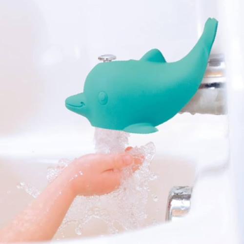 Nuby Bathtub Safety Spout Guard - Compatible with Most Standard Faucets - Bath Toys - Dolphin