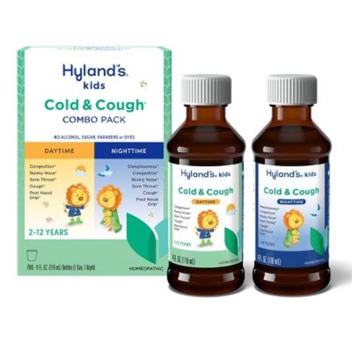 Hyland's Kids Cold & Cough Syrup, Day & Night Combo Pack - 8 fl oz: Homeopathic, Dye-Free, Sugar-Free Liquid