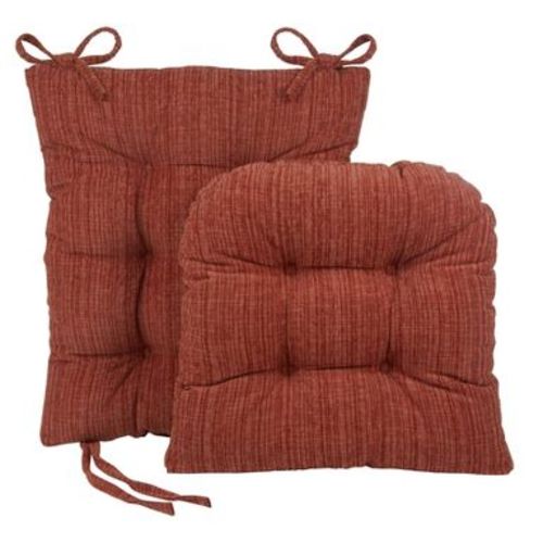 Gripper Polar Non Slip Chenille Jumbo Rocking Chair Cushion Set Include Seat and Back Cushion: Solid Red Polyester, Indoor Use