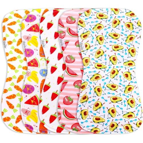 KiddyStar Premium 5-Pack Organic Cotton Burp Cloths for Newborns & Infants | Soft, 3-Layers Absorbent Baby Burping Cloths | Plush Infant Towels | Large Spit-up Rags for Boys & Girls