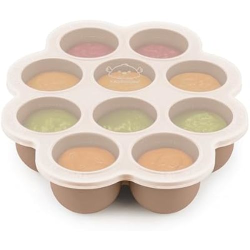 KeaBabies Silicone Food Freezer Trays with Lid, 2oz x 10 Pods, Chai Latte