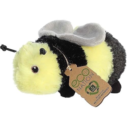 Aurora® Responsibly Made Eco Nation™ Eco Softies™ Bumblebee Stuffed Animal - Ideal for Playtime Adventures - Perfect for Birthdays or Just Because - Yellow 8 Inches