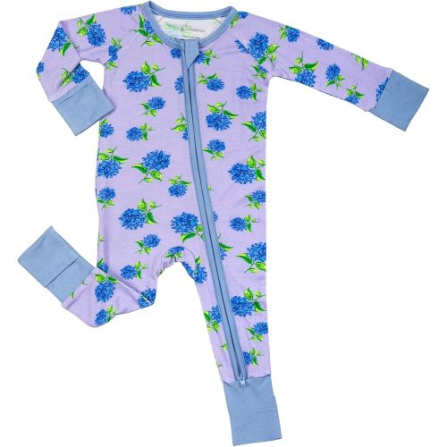LollyBanks Baby Pajamas for Girls, 2-Way Zipper Baby Romper, 95% Viscose Made from Bamboo and 5% Spandex, Infant Sleepers 6-12 Months (Hydrangea Print)