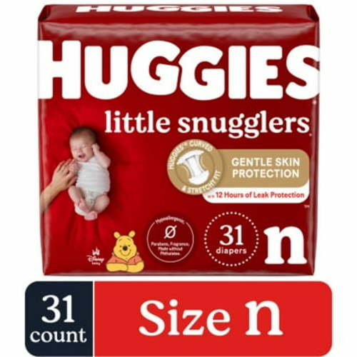 Huggies Little Snugglers Baby Diapers Size Newborn (up to 10 lbs) 31 count