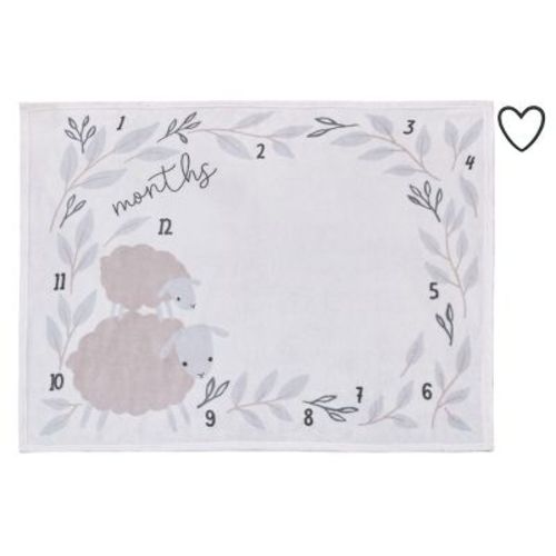 NoJo Together is Better White, Gray, and Taupe Mama and Baby Lamb Milestone Blanket