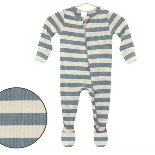 Lou Lou Lincoln Ribbed Zipper Footies 6-12M