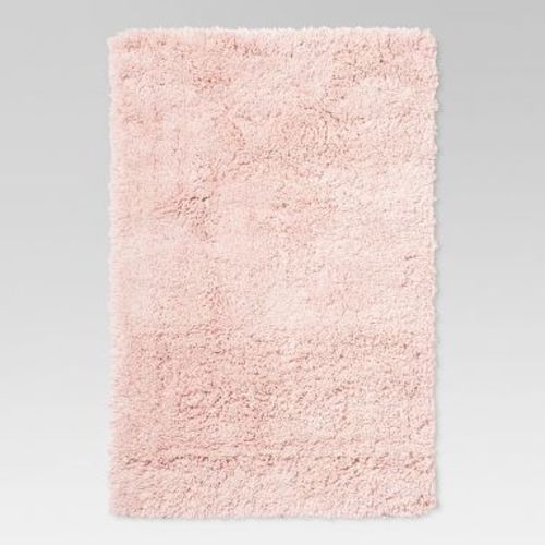 4'x5'6" Washable Plush Shag Accent Rug Pink - Room Essentials™: High Pile, Skid & Stain-Resistant, Bedroom Decor