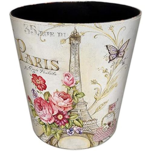Lingxuinfo Scakbyer Waste Paper Bin, European British Style Tower Pattern Trash Can Wastebasket Garbage Can Without Lid Waste Bin for Kitchen Bathroom Bedroom (Tower Red Flower)