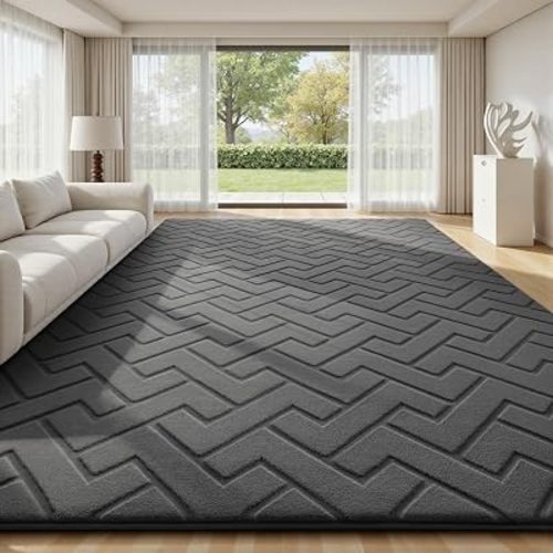 Sour Lemon 8x10 Area Rugs for Living Room Bedroom, Grey Rug Large Carpet