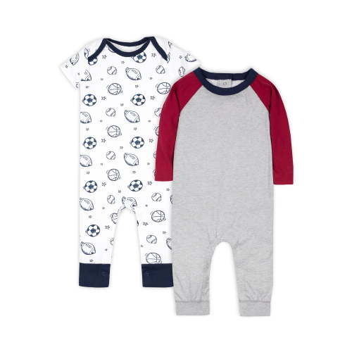 Little Star Organic Baby Boy 2 Pk Rompers, Size Newborn - 24 Months